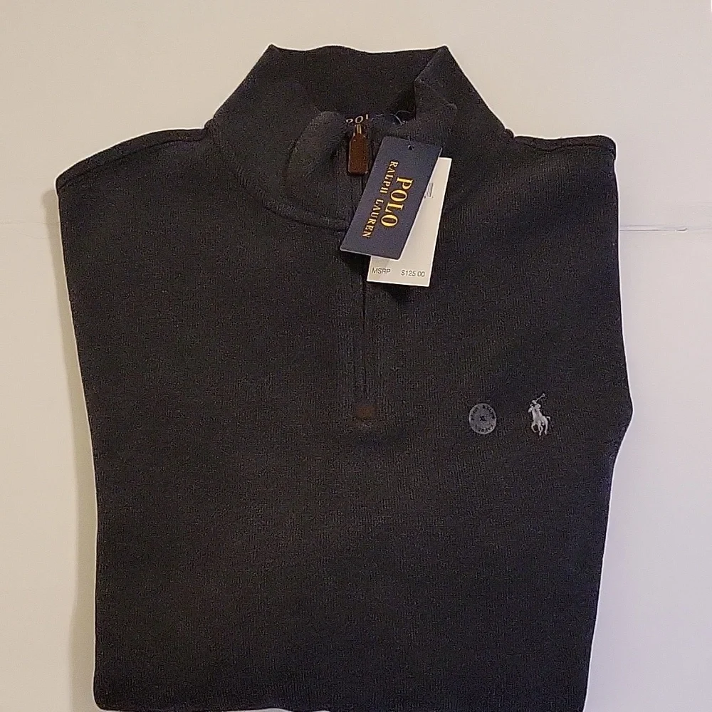 NWT Men's XL Polo Ralph Lauren French Knit Half-Zip Long Sleeve Pullover Sweater - Picture 2 of 9